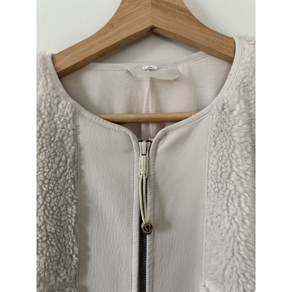Lululemon Collarless Textured Fleece Full Zip White Opal Plush Cozy Outdoor 14 - Picture 7 of 12